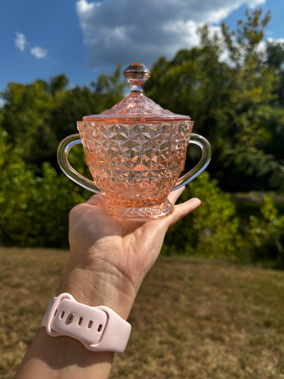 Jeanette Pink Sugar Bowl Candle