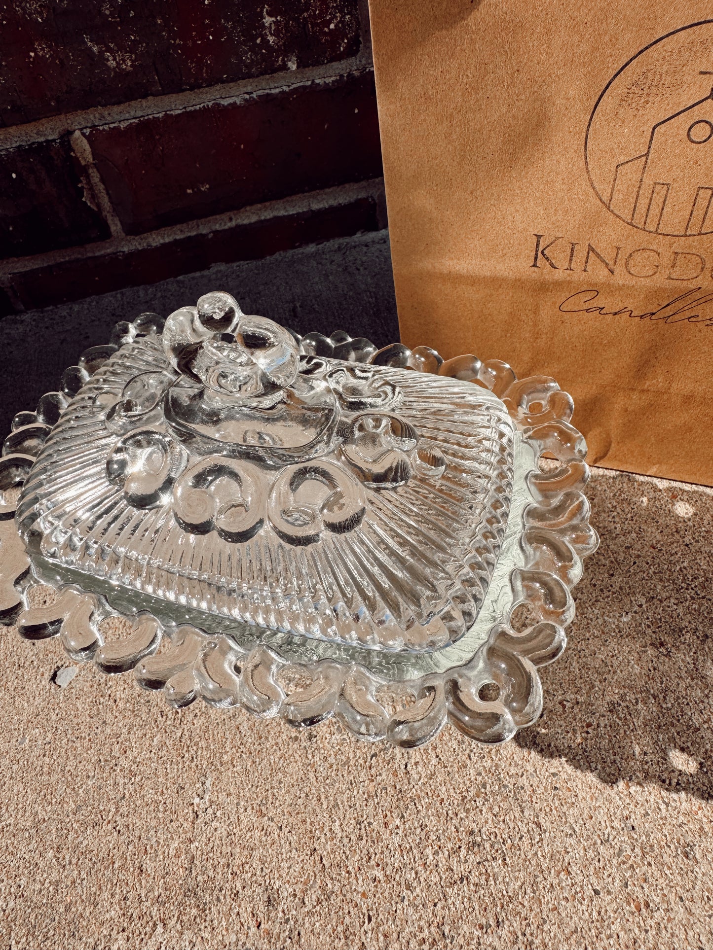 Clear Indiana Glass Lace Candle