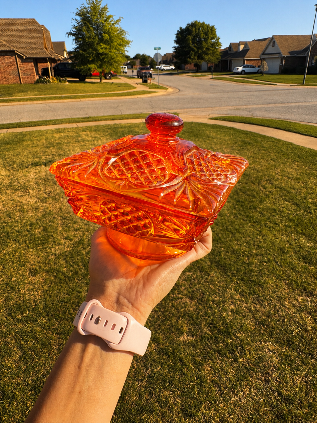 Amberina Pineapple Pattern Candle