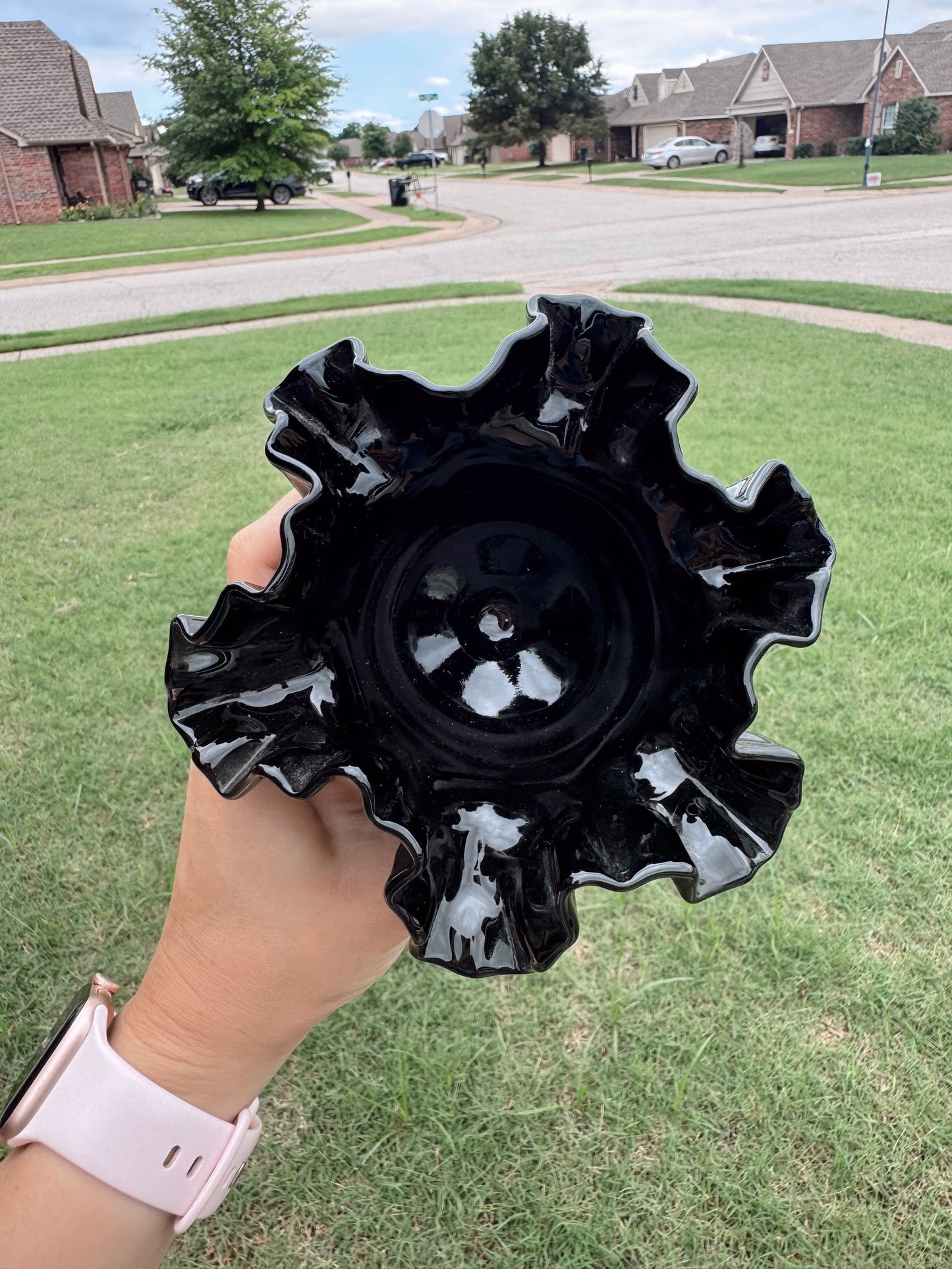 Fenton Black Pedestal Candle