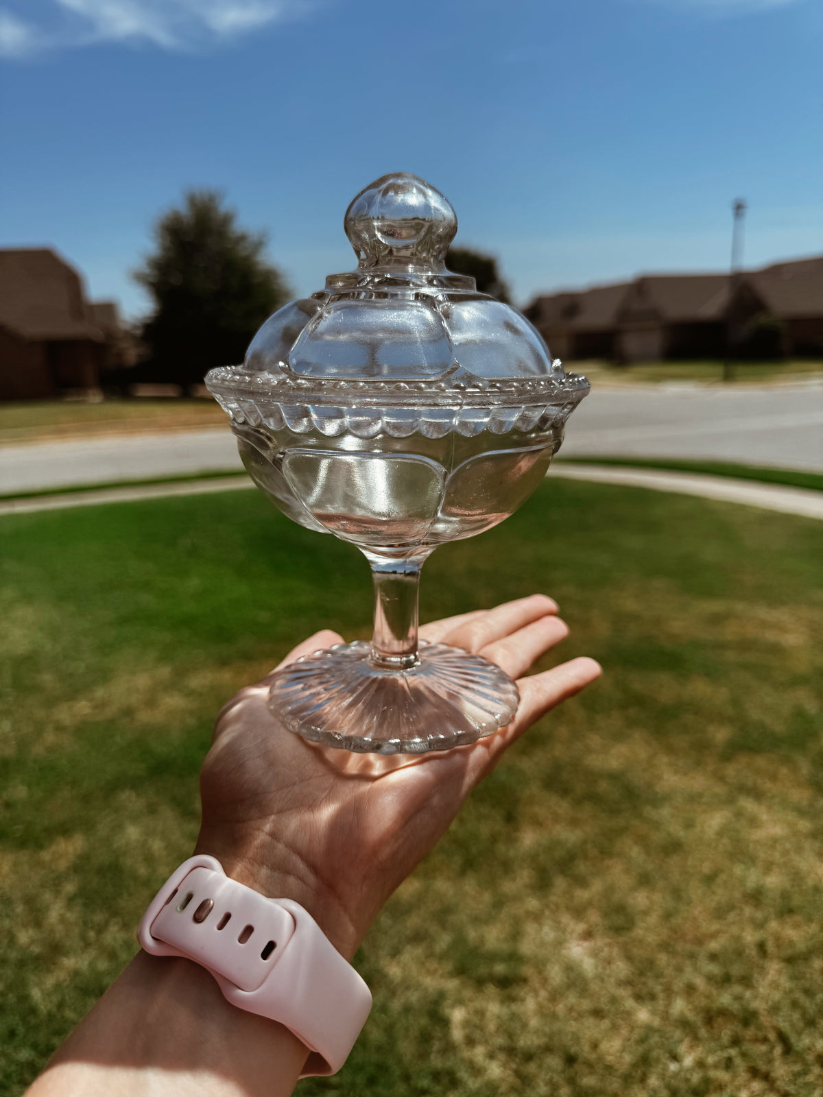 Clear Pedestal Candy Dish Candle