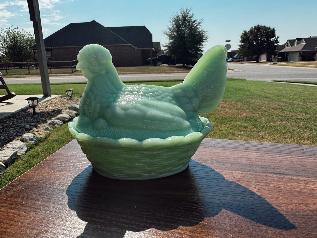 Jadeite Hen Candle