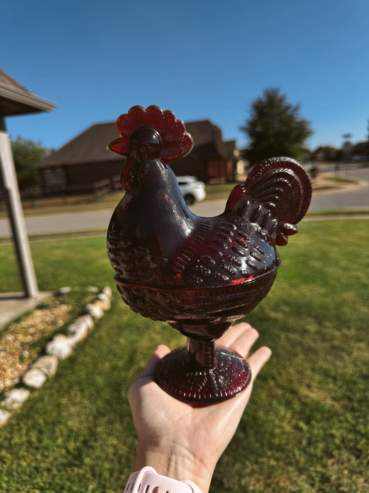 Deep Ruby Red Rooster Candle