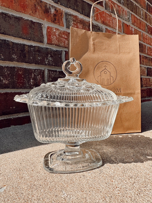 Clear Indiana Glass Lace Candle