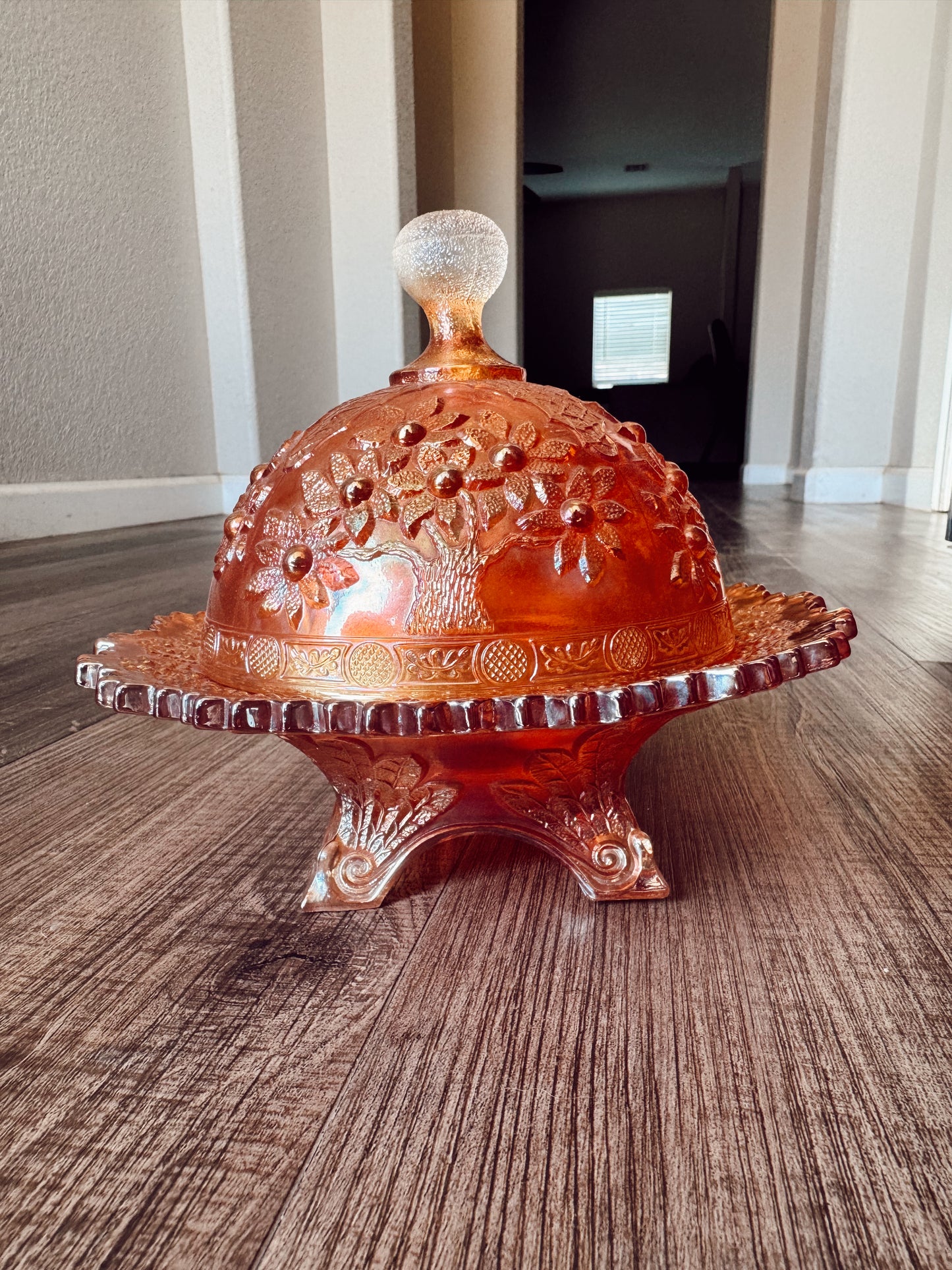 Fenton Glass Orange Tree Candle