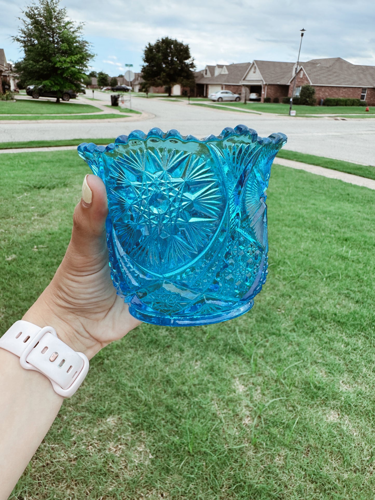 L.E. Smith Aqua Blue Candle Set