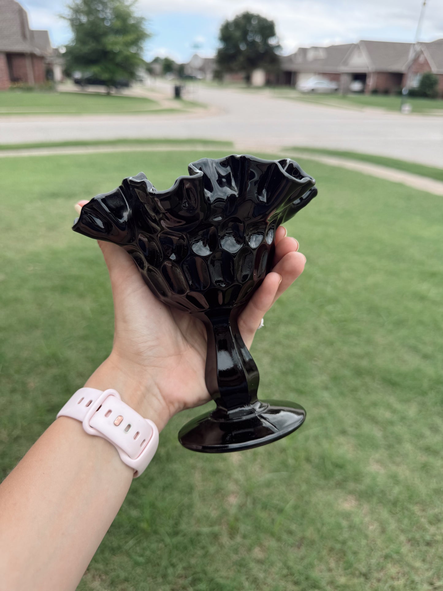 Fenton Black Pedestal Candle