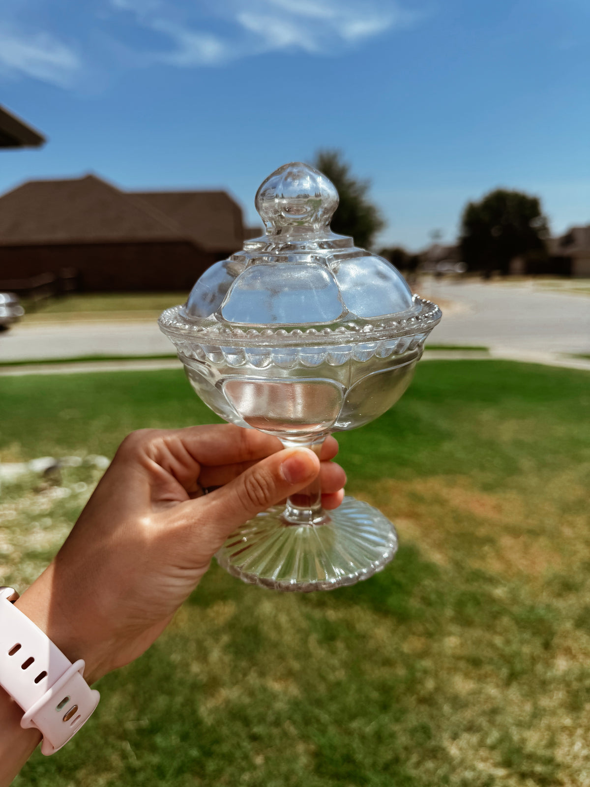Clear Pedestal Candy Dish Candle