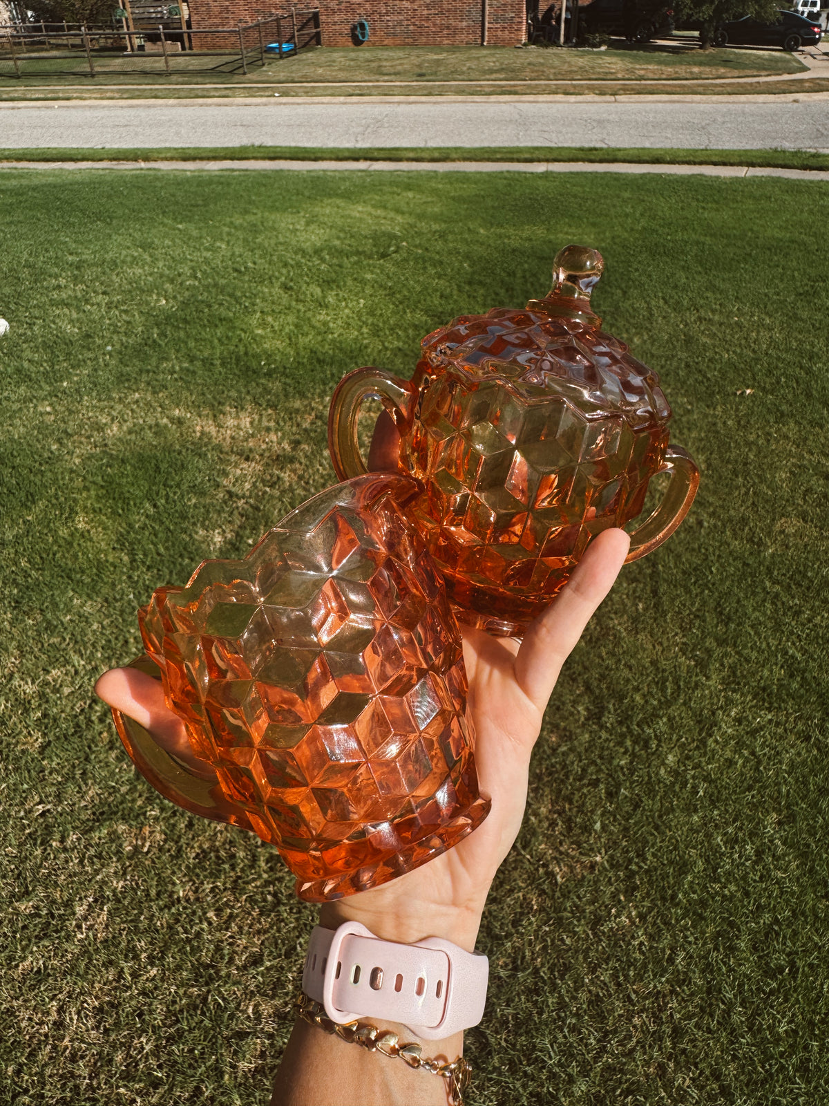 Peach Jeanette Sugar and Creamer Candle Set