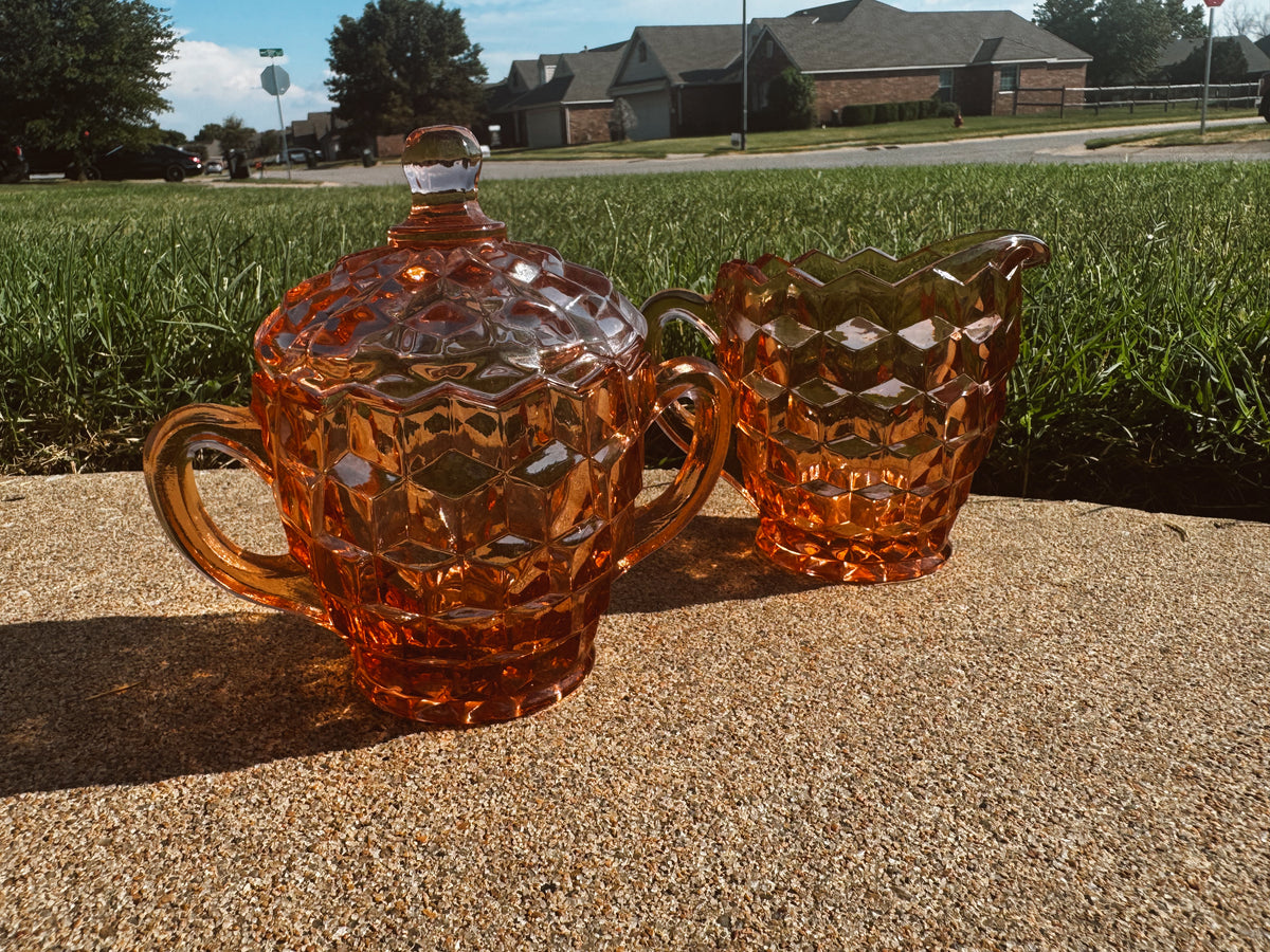Peach Jeanette Sugar and Creamer Candle Set