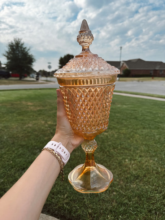 Marigold Carnival Glass Apothecary Candle