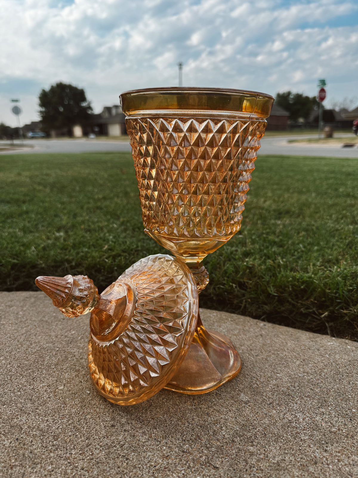 Marigold Carnival Glass Apothecary Candle