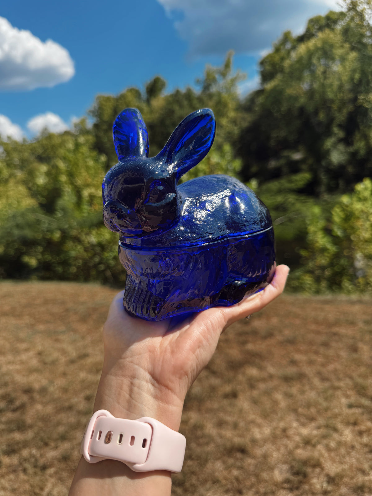 Cobalt Blue Bunny Candle