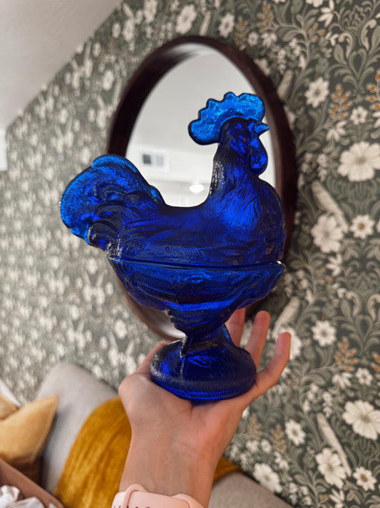Cobalt Blue Rooster Candle