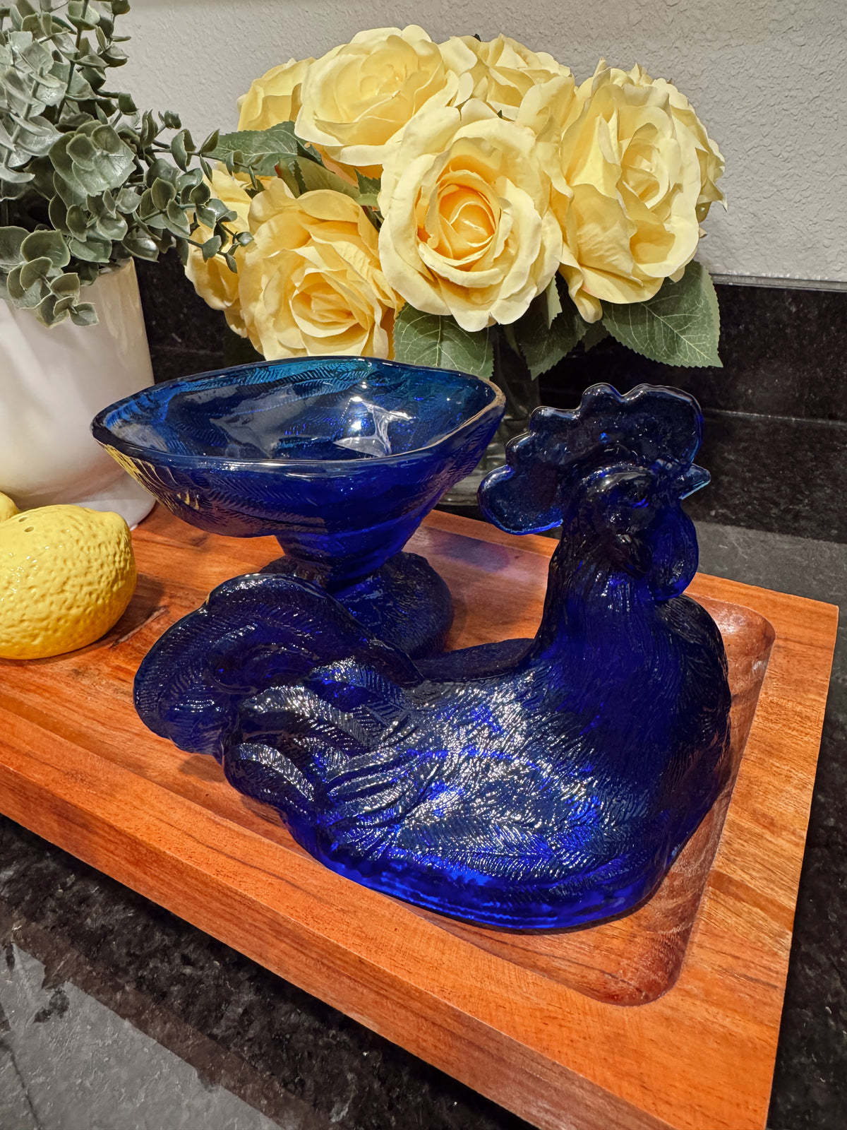 Cobalt Blue Rooster Candle