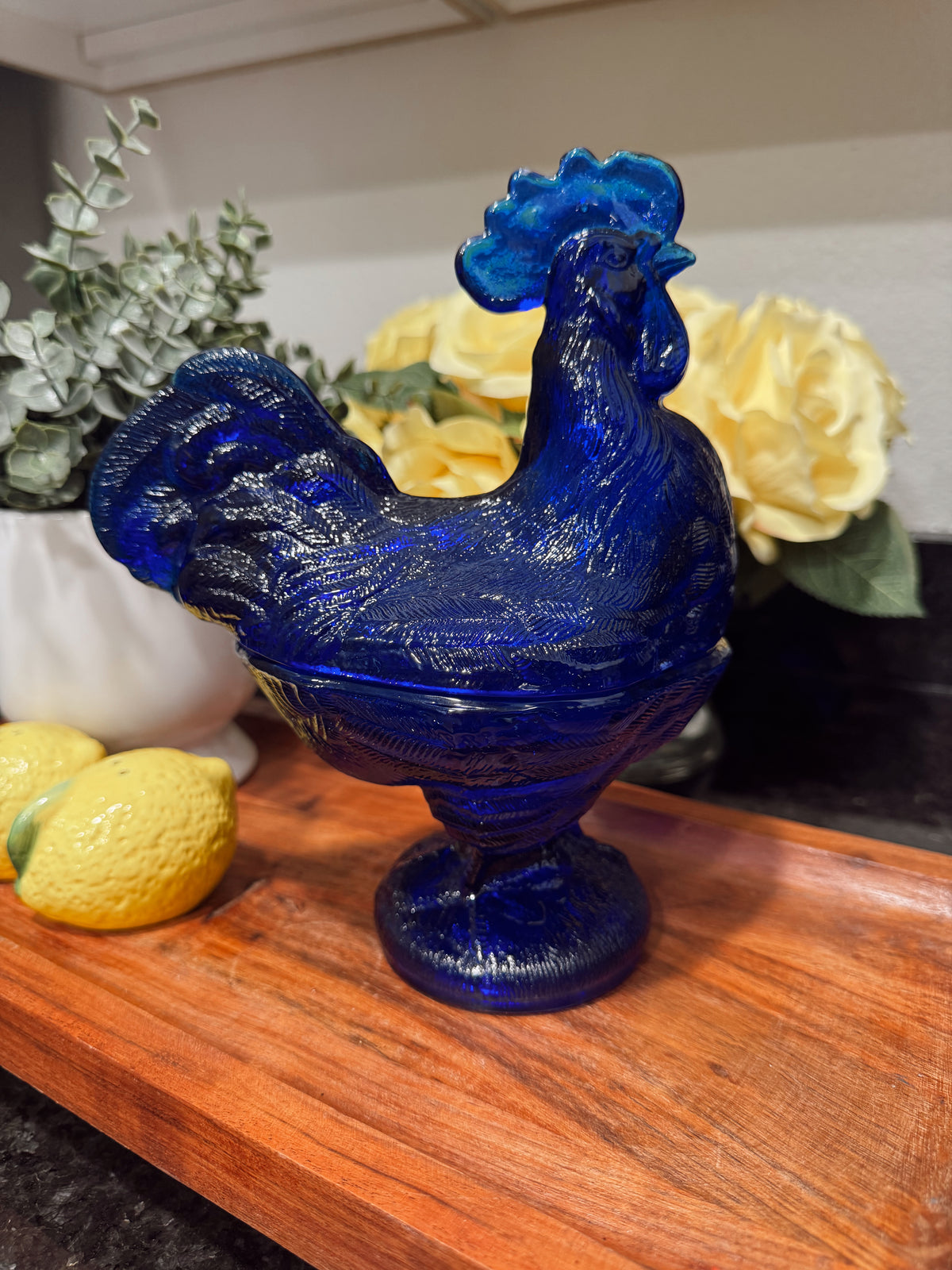 Cobalt Blue Rooster Candle