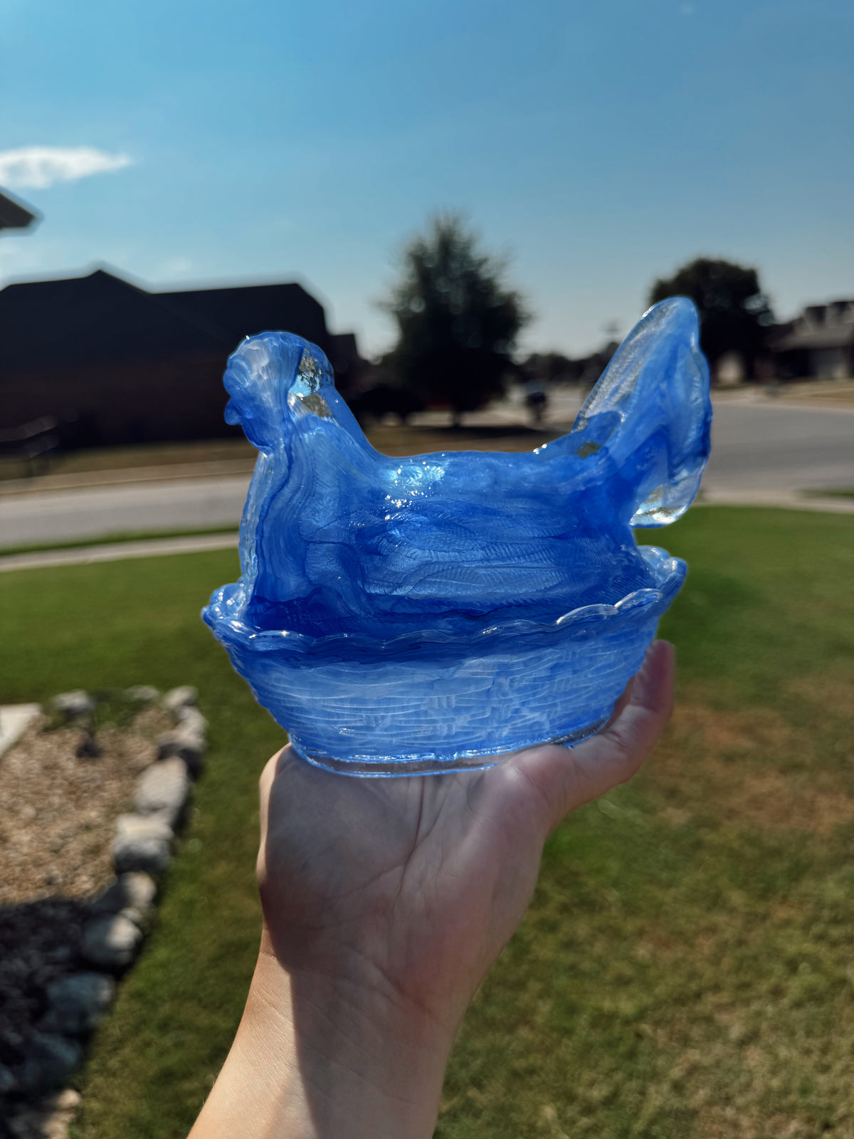 Blue Marbled Hen Candle