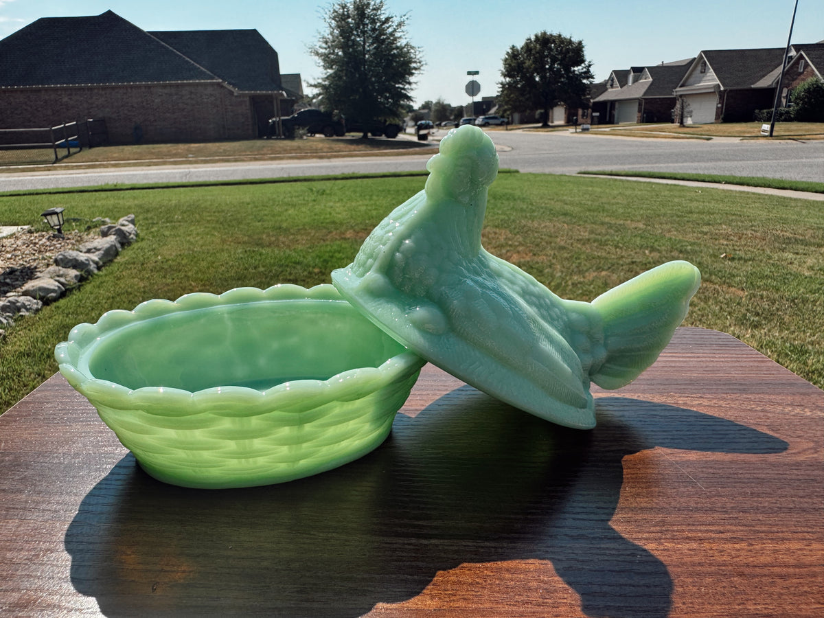 Jadeite Hen Candle