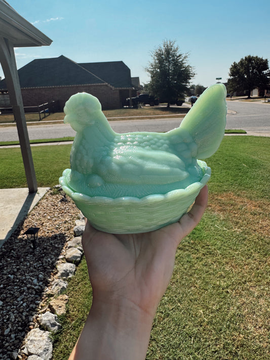 Jadeite Hen Candle