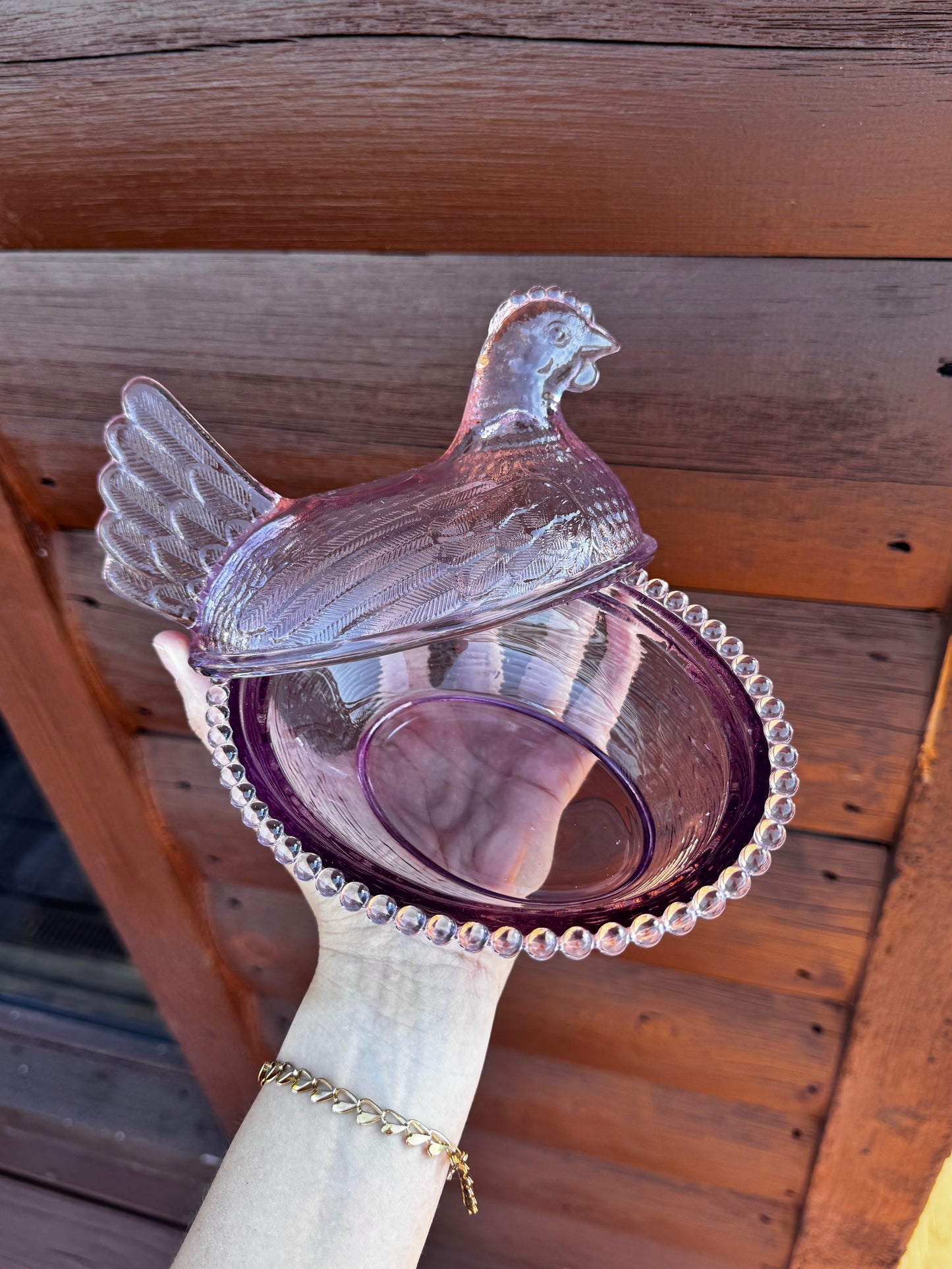 Pink Hen on a Nest Candle