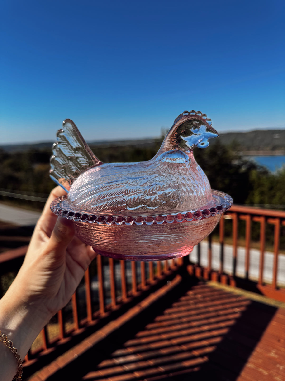 Pink Hen on a Nest Candle