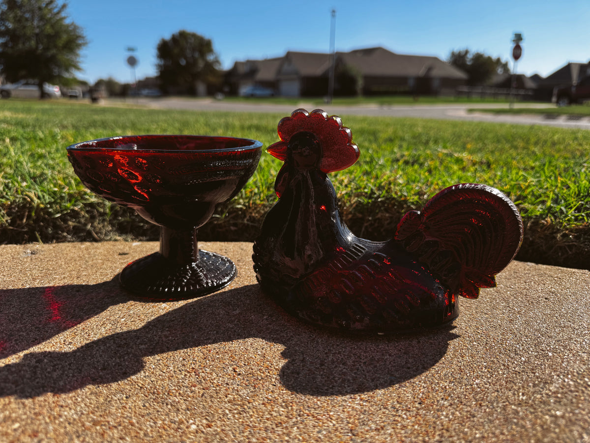 Deep Ruby Red Rooster Candle