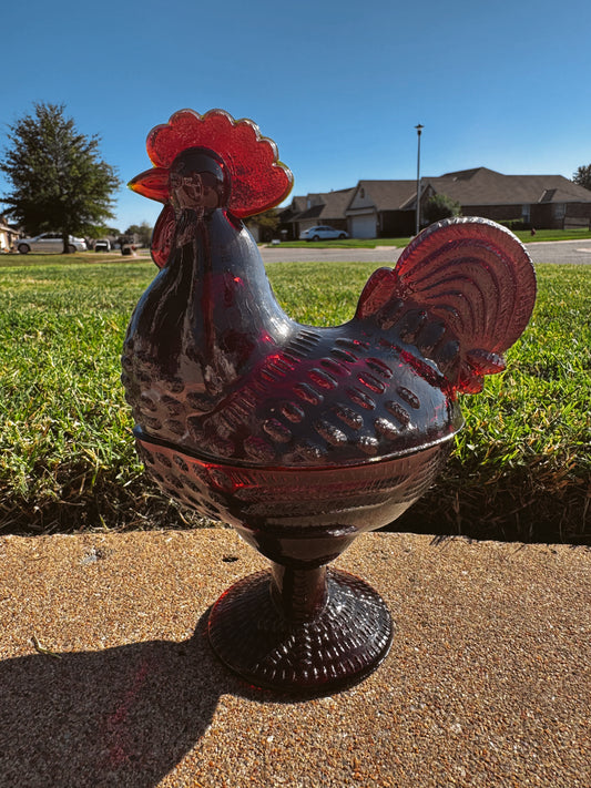 Deep Ruby Red Rooster Candle